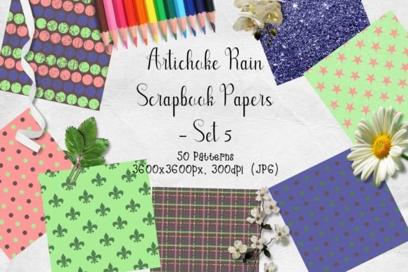 Download Artichoke Rain Scrapbook Papers Set 5 - Scrapbook papers Collection