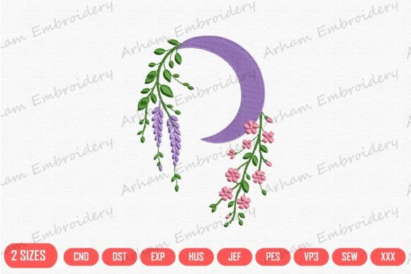 Download Floral Crescent Moon - Premium Resources
