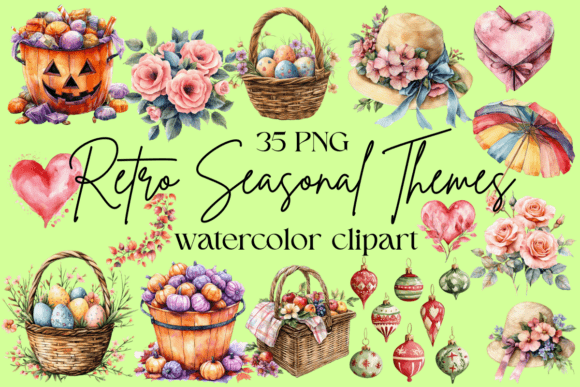 Download Retro Seasonal Clipart Bundle - Premium Resources