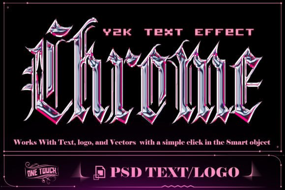Download Sleek Design Chrome Y2K Text Effect PSD - Effect Collection